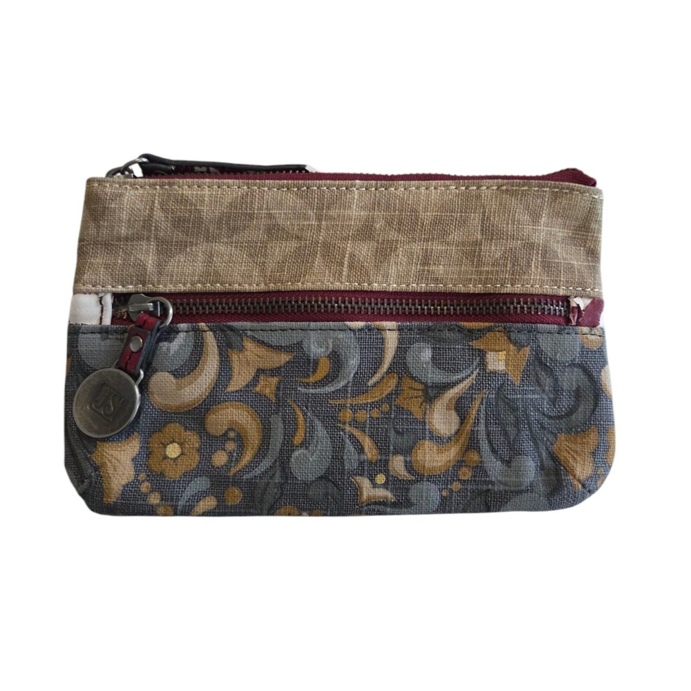 JS Jim Shore Canvas‎ Purse Clutch Wallet Double Zipper Dual Design 8" x 5" - Picture 5 of 8